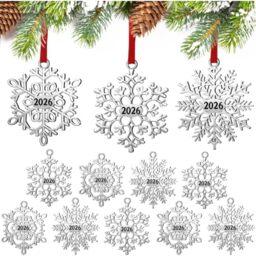 Christmas Ornament Metal Snowflake Ornament for Christmas Tree Snowflakes Christmas Hanging Decorations for Winter Christmas Tree Xmas Party Favors Supplies (2023 Style,12 Pcs)