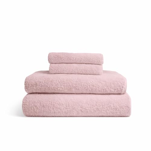 TRAMAS+ Premium 700g Towel Set, 100% Cotton, 4 Hand Towels 50x100cm and 2 Bath Towels 70x140cm, Extra Soft, Quick Drying and Highly Absorbent - Light Pink
