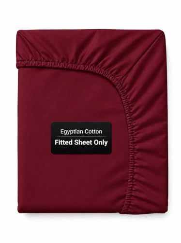 Good Sleep Bedding Queen Fitted Sheet - 1000 Thread Count Egyptian Cotton, Soft & Breathable - 16 Inch Deep Pocket - Burgundy