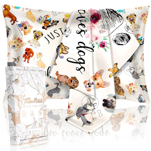 "Miss Adola 2 Pack Mulberry Silk Pillow Case for Hair and Skin 19 Momme Standard 26""x20"" Little Puppy Silk Pillowcase Soft Smooth Satin Pillowcase Sleeping for Women"