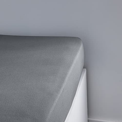 TODAY Essential – Fitted Sheet 90 x 190 cm Single Jersey 100% Cotton Plain, Steel