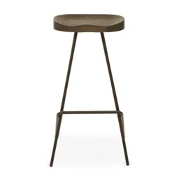 Premier Housewares Bar Stool, Industrial Design Stool, Sleek and Sturdy, Elm Wood Seat, Modern Retro Style, Bar Stool Dimensions W44 x D47 x H78cm.