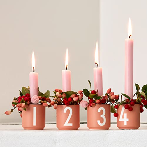 Design Letters Advent Candle Holder Cup Set of 4 - Candle Holder Cups Perfect for Advent Decoration, Christmas Decoration, Home Decoration - Advent Candle Holder in Porcelain with Engraved Letters