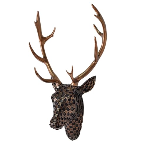 GIGICICI Animal Heads Wall Decor, Faux Deer Moun, Resin Animal Head Wall Sculptures Decor Hanging Decoration for Living Room Bedroom Kitchen Gift, Brown