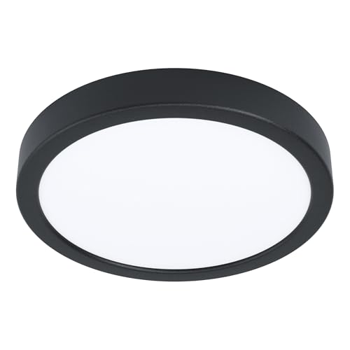 Eglo Connect.z Smart Home LED Bathroom Ceiling Light Fueva 6-Z, ZigBee, app and Alexa Voice Control, Warm White-Cold White, RGB, dimmable Ceiling lamp, Black, IP44, Ø 21 cm