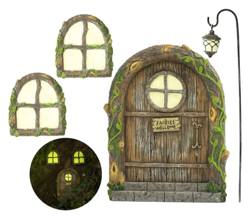 Fairy Garden Kit With Door and Windows for Trees - Tree Stump Decor, Garden House Kit and Decorations
