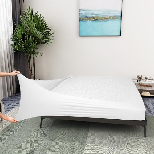 Alyvia Spring Box Spring Cover Full Size - Jersey Knit & Stretchy Wrap Around 4 Sides Bed Skirt for Hotel & Home - Full/Full XL, White