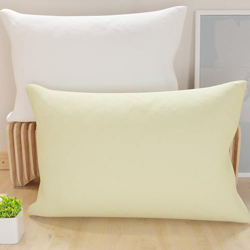 PETTI Artigiani Italiani - Pair of Pillow Cases 70 x 40 cm in Microfibre, Pillows for Bedroom Furniture, Sofa, Set of 2 Cushion Covers, Double-Sided Pillowcase White Cream