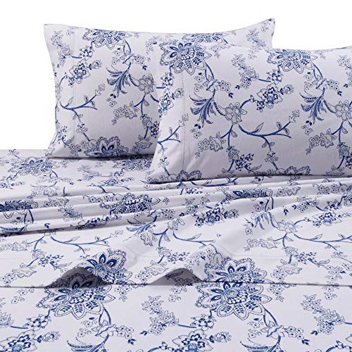 Tribeca Living 200-GSM Floral Printed Deep Pocket Flannel Sheet Set Twin X-Large