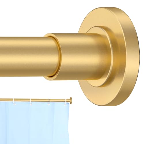 CorkLatta Gold Shower Curtain Rod 31 to 68 Inch,1 Inch Diameter Adjustable Spring Tension Stainless Steel Telescoping Rod,Easy Install,No Rust