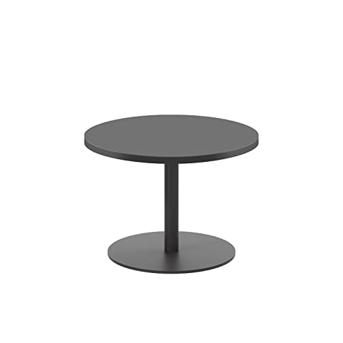 Office Hippo Circular Coffee Table, Sturdy & Stylish Small Table Desk, Laptop Table For Cafe, Coffee Shop or Bar, Versatile Office Table Ideal For Breakroom, 5 Year Guarantee - Black / Black