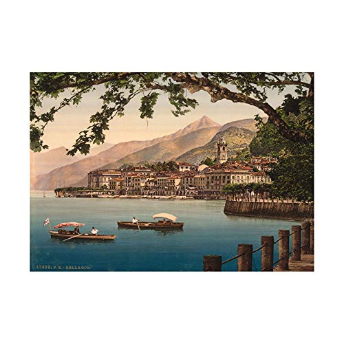 Wee Blue Coo Photo Bellagio General Lake Como Landscape Boats Picture Wall Art Print