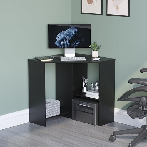 Vida Designs Hetton Corner Computer Desk with Shelves Home Office Laptop Table Video Game Furniture Wood 76 x 100 x 70cm