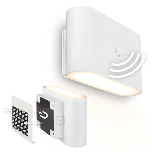 BRILONER Sticklights - Rechargeable Wall Light Without Wiring and Drilling, Motion Detector, Magnetic, LED, Sticky Wall Lights, Battery lamp, 16x9.5x6.5 cm, White