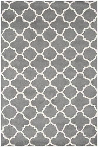 Safavieh Contemporary Indoor Hand Tufted Rectangle Area Rug, Chatham Collection, CHT717, in Dark Grey / Ivory, 69 X 152 cm for Living Room, Bedroom or Any Indoor Space