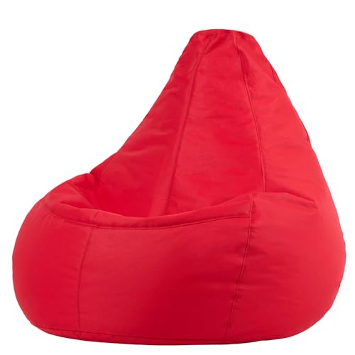 Bean Bag Bazaar Dalton Outdoor Bean Bag Chair, Red, Garden Chair, Water Resistant Fabric, Gaming Beanbag with Filling Included, Garden Seat, Outdoor Seating