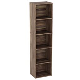 VIDA DESIGNS Oxford 5 Tier Cube Bookcase, Walnut Wooden Shelving Display Storage Unit Office Living Room Furniture