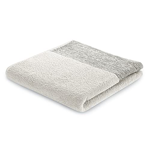 AmeliaHome Aria Bath Towel 100% Cotton 70 x 140 cm Border Bath Towel Beige
