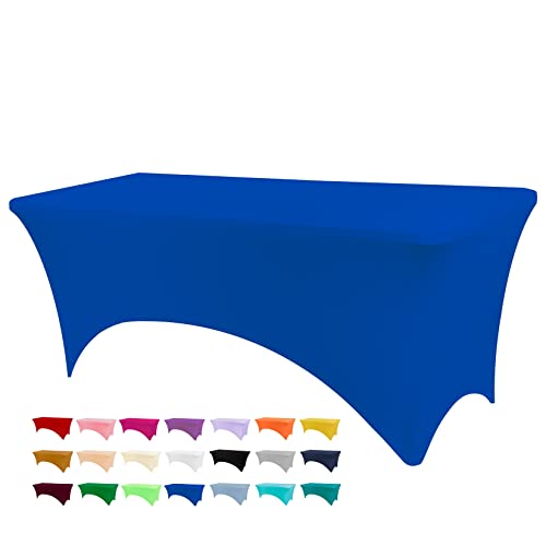 BDDC Spandex Table Cover, Royal Blue Tablecloth 6FT, Fits Tables Size [183Lx76W x76H] cm, Washable and Wrinkle Resistant Stretch Rectangular Table Cover for Event, Wedding, Banquet & Parties