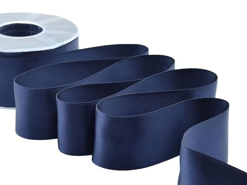 Furlanis - Double Satin Ribbon, Decoration, Gift, Christmas Packing, Wedding, Party, Made in Italy - Midnight Blue, 48 mm x 25 m