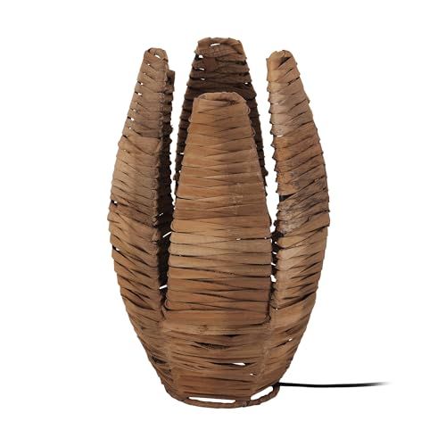 Eglo Table lamp Mongu 1, 1 Flame Table lamp Vintage, African, Boho, Bedside lamp Made of Raffia and Steel, Living Room lamp in Natural, Black, lamp with Switch, E27 Socket