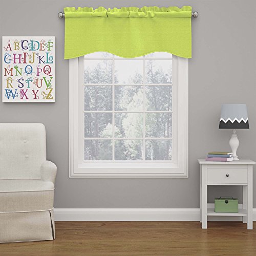 "Eclipse Kendall Modern Scalloped Valance Rod Pocket Window Curtain for Kitchen or Bathroom, 42"" x 18"", Lime"