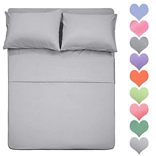 Best Season 400 Thread Count Cotton Double Bed Full Size Sheet Set (Silver Gray Color) 4 Piece - 100% Long Staple Cotton Sheets Set, Soft Cotton Bed Sheets Sets with Deep Pocket fit Upto 16 inch