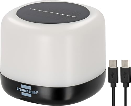 Brennenstuhl Rechargeable Solar LED Outdoor Light GL 400 AS (Camping Light IP44 with 400lm, up to 45h Light Duration, 3 Switching Levels, Replaceable 18650 Battery, powerbank, USB C Charging Cable)