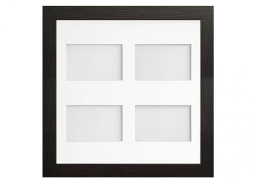 Frame Company Watson Multi Aperture Range Black Photo Picture Frame, 40x40cm for 6x4 inch (x4 Landscape) *Choice of Sizes* Fitted with Real Glass