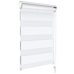 VOUNOT® Day and Night Blinds No Drill, Zebra Roller Blinds for Windows, Double Layer Translucent and Blackout Fabric, Easy Installation Window Shades, White, 45 x 150 cm