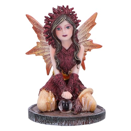 Nemesis Now Crystal Fairy Poppy Figurine, Red, 9cm - Resin, Kneeling Fairy with Glass Ball, Fantasy Gift, Cast in the Finest Resin, Expertly Hand-Painted