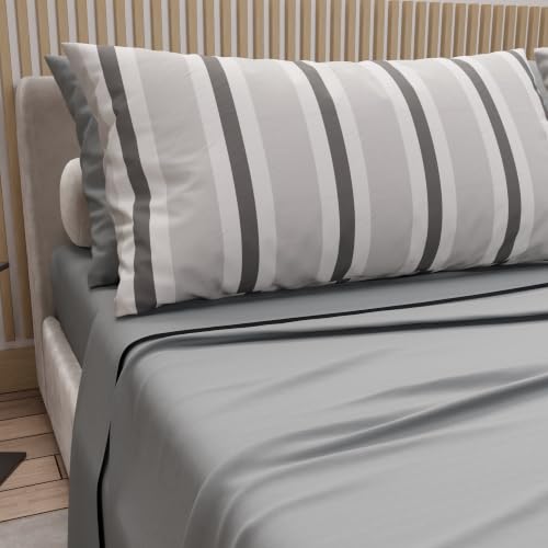 PETTI Artigiani Italiani - Cotton Sheets, Bed Set with Pillowcases in Digital Print Thousand Stripes 32 - Queen Size - Made with Love in Italy since 1968