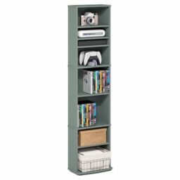Furinno JAYA DVD Shelf, 8-Tier Tall Narrow CD Rack, Media Shelf with Adjustable Shelves, DVD Storage Cabinets for CD Blueray Game Disc, Easy Assembly, for Living Room, Home Office, Sage Green