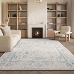 Safavieh Distressed Rug for Living Room, Dining Room, Bedroom - Adirondack Collection, Short Pile, in Ivory and Slate, 67 X 183 cm