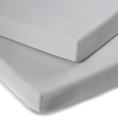 Clair de Lune - Micro-Fresh® 2 Pack Grey Fitted Cot Bed Sheets - 137 x 67 cm - 100% Cotton Universal Elasticated Fit