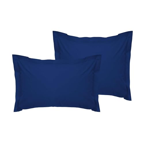 Luxurious Oxford Satin Pillowcase Set (2 Pieces), Dark Blue, 80 x 80 cm, 100% Cotton Satin, 125 g/m², Soft & Elegant for a Restful Sleep