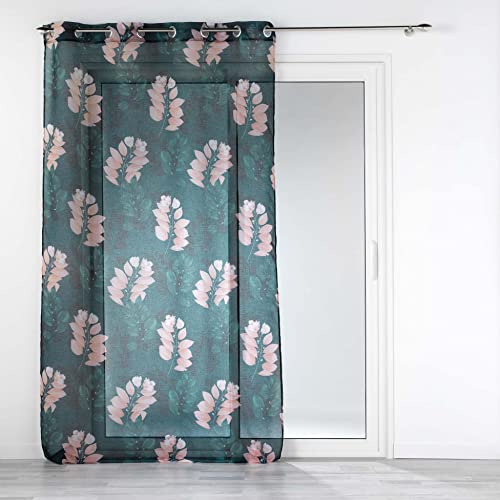 Douceur d'Intérieur, Net Curtain with Eyelets 140 x 240 cm Emerald, Sandblasted Printed Voile Belline