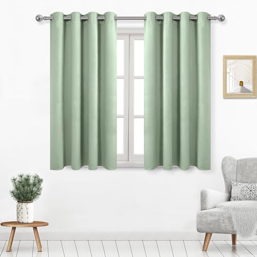 DWCN Set of 2 Light Green Blackout Window Curtains, 52 by 45 Inches, for Living Room, Bedroom, Dining Room, Kitchen