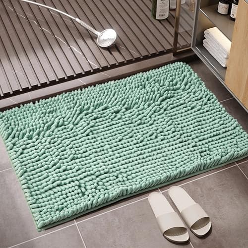 GC GAVENO CAVAILIA Faux Fur Bath Mat 1Piece - Bathroom Mat Fluffy Rug Large Bath Mat Non Slip 50 x 80cm - Super Absorbent & Quick Dry Thick Shaggy Bathmat Extra Soft Pedestal Mats, Duck Egg