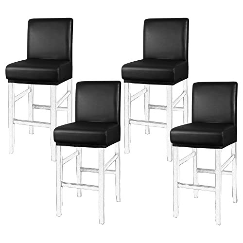 PiccoCasa Waterproof Bar Stool Covers 4 Pack Black - Soft & Removable Bar Stool Covers, Furniture Chair Protectors for Dining Rooms & Events