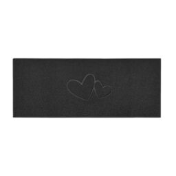 Nicoman Double Heart Embossed Spaghetti Door Mat, Indoor and Outdoor, Dirt-Trapping PVC Material, Multiple Colour Options (Black, 150 x 60 cm)