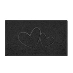 Nicoman Double Heart Embossed Spaghetti Door Mat, Indoor and Outdoor, Dirt-Trapping PVC Material, Multiple Colour Options (Black, 150 x 60 cm)