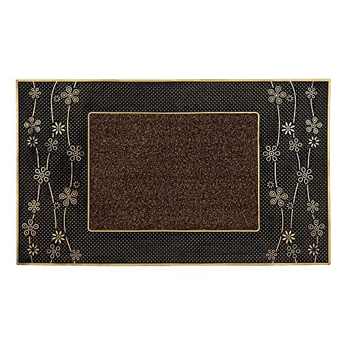 JVL Daisy PVC Pin Scraper Doormat, 45x75cm, Gold