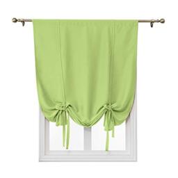 ele ELEOPTION Tie-Up Simple Blackout Curtain, Rod Pocket Thermal Insulated Room Darkening Roman Shade for Bedroom Living Room Kitchen Small Window (Green, 80x120cm)