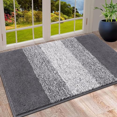 SHACOS Dirt Trapper Door Mats, Indoor and Outdoor Rug, Non-Slip Machine Washable Mat, Pets and Dog Carpet, Super Absorbent Entrance Mat(Grey 60 * 90CM)