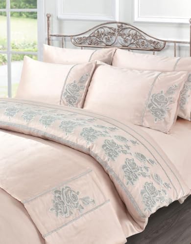 Kampala Hill Floral Embellished Duvet Cover Set Bedding Set With Pillowcases Pink Amara King