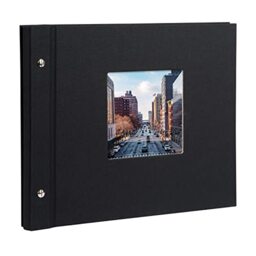 Goldbuch Photo Album Trend, Bella Vista, 30 x 25 cm, 40 Black Pages with Glassine Dividers, Extensible, Linen, Black 26977
