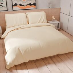 PETTI Artigiani Italiani - Single Duvet Cover Set 200 x 135 cm (1 Pillowcase 75 x 50 cm Included), Soft Microfibre Duvet Cover Set, Plain Cream