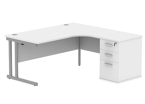 Office Hippo Essentials Heavy Duty Radial Right Corner Desk With Integrated Cable Ports, Modern Style, 160 x 120 x 73 cm, Office Work, Gaming