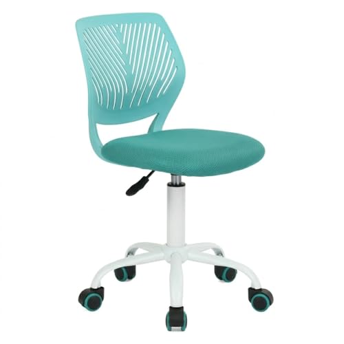 Homy Casa Desk Chair Adjustable Swivel Office Chair Fabric Seat Ergonomic Task Chair without Armrest Turquoise